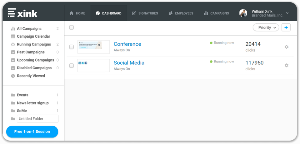 screenshot of Xink Email Signature